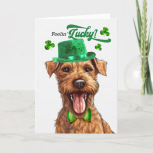 Cartão De Festividades Irlandês Terrier Dog Sentindo Dia de São Patrício 