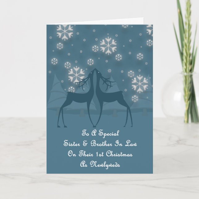 Cartão De Festividades Irmã E Irmão Em Direito Reindeer Natal (Frente)
