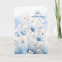 Irmã no Dia das Mães Aquarela Azul Flores Silvestr