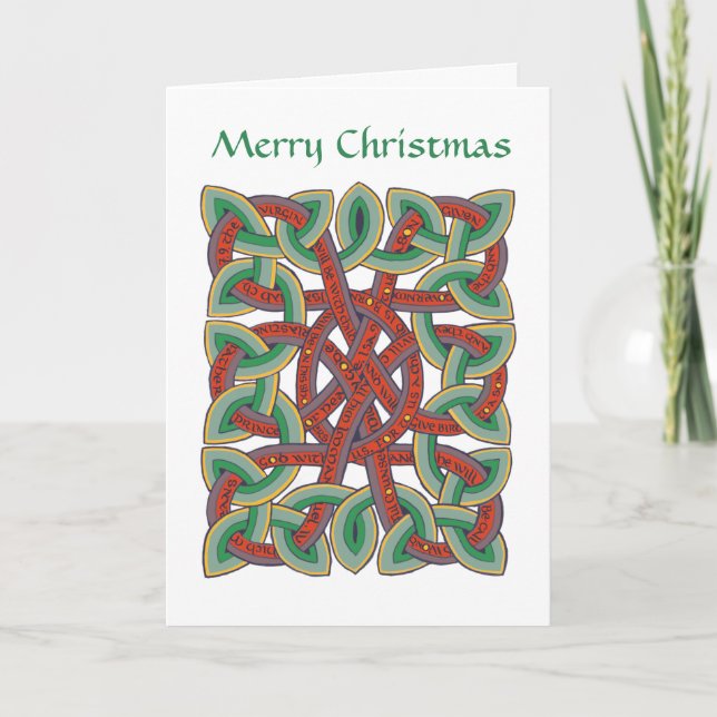 Cartão De Festividades Isaiah 7 Bible Verse Calligraphy and Celtic Knot (Frente)