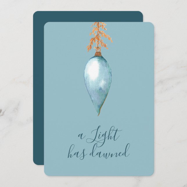 Cartão De Festividades Isaiah 9:2 Azul Elegante Molha Natal (Frente/Verso)