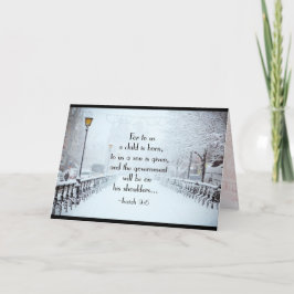 Cartão De Festividades Isaiah 9:6 Para nós uma Criança é Nascer, Natal