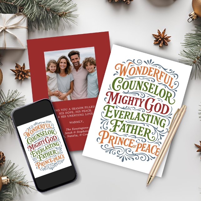 Cartão De Festividades Isaiah 9 Bíblia de Natal Verse Holiday Foto (Isaiah 9 Christmas Bible Verse Holiday Photo Christmas Cards with Digital Download option)