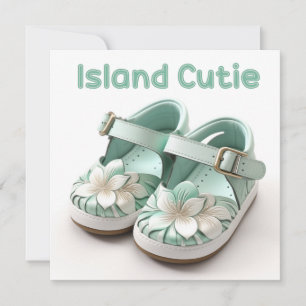 Cartão De Festividades Island Cutie Baby Girl Mint Calçado Havaiano