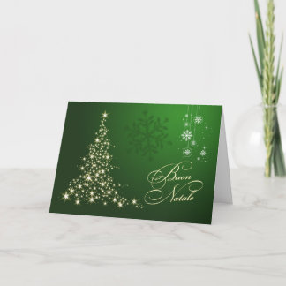 Cartão De Festividades Italian Christmas - Green & gold sparkling tree
