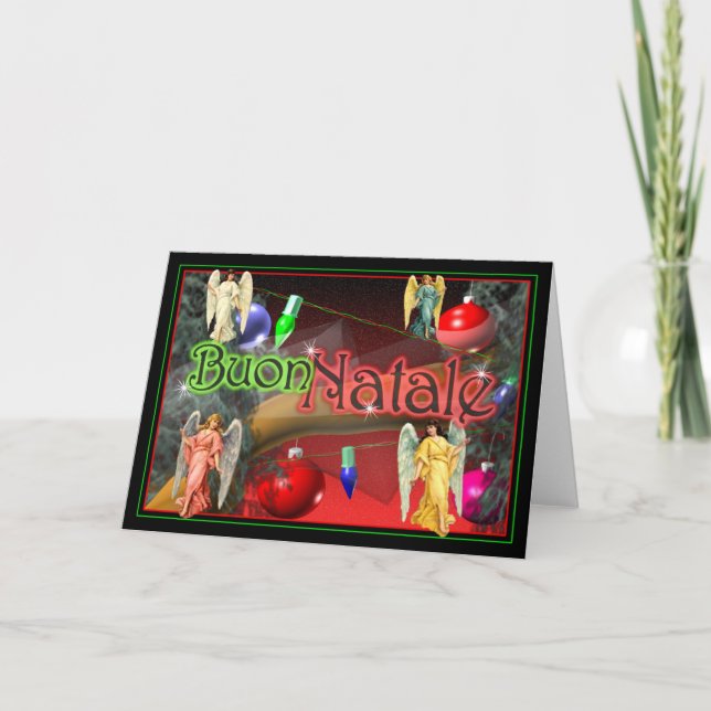 Cartão De Festividades Italiano de Buon Natale boas festas (Frente)