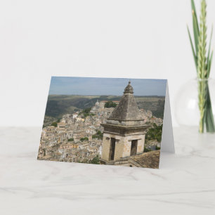 Cartão De Festividades ITALY, Sicily, RAGUSA IBLA: Town View and Santa
