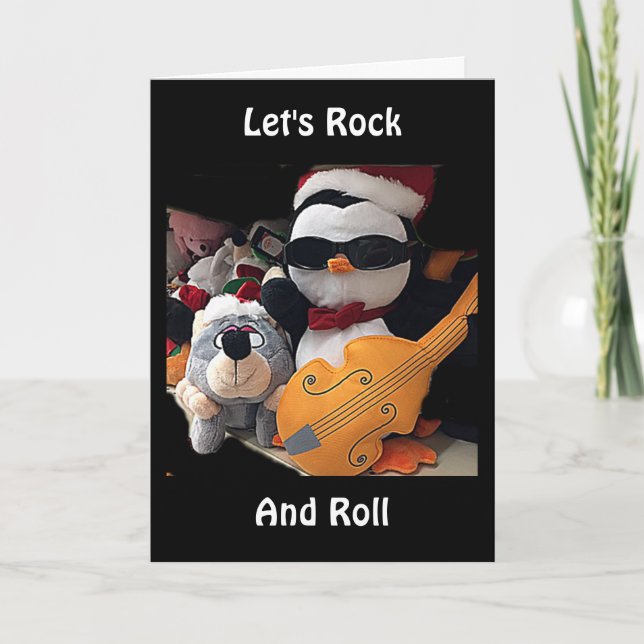 CARTÃO DE FESTIVIDADES IT'S **CHRISTMAS** LETS "ROCK AND ROLL" (Frente)