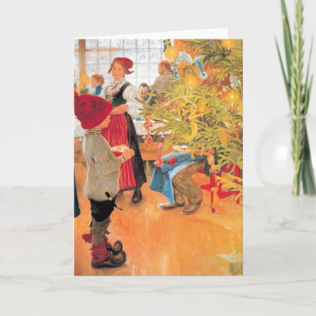 Cartão De Festividades It's Christmas Time Again - Boy Looking at Tree (Frente)