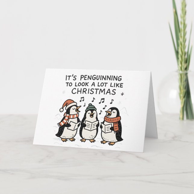 Cartão De Festividades It's Penguinning - Funny Christmas Card (Frente)