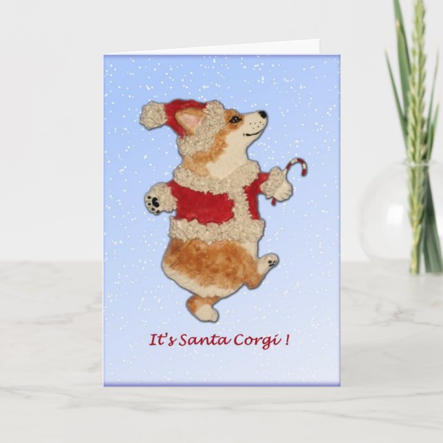 Cartão De Festividades "It's Santa Corgi!" Corgi Christmas Card (Frente)