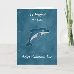 Cartão De Festividades I've Flipped for you dolphin Valentine's day card