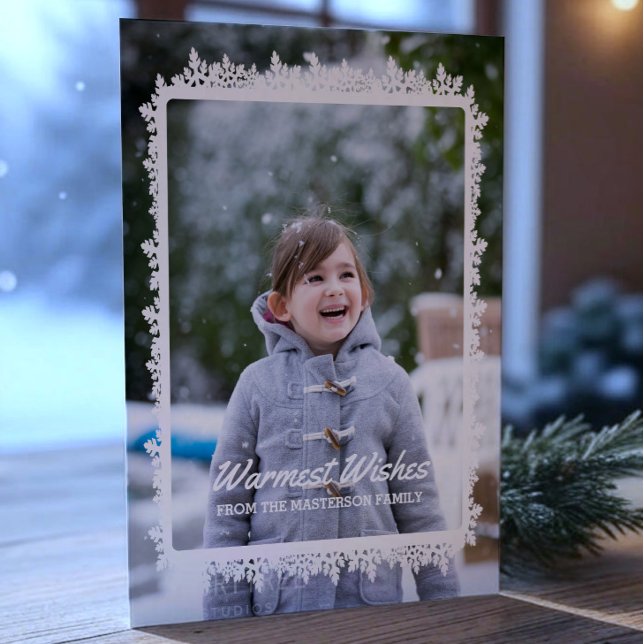 Cartão De Festividades Ivory Snowflake Foto de Feriado de Frame (Ivory Snowflake Frame Holiday Photo Card)