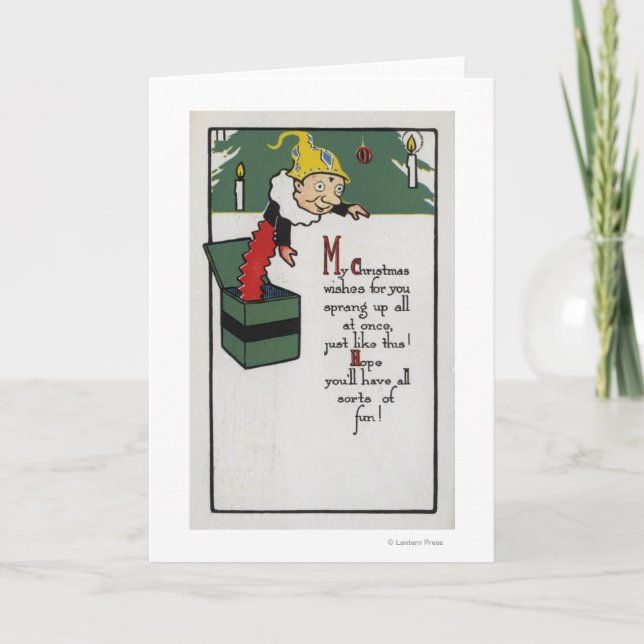 Cartão De Festividades Jack in the Box que envia desejos do Natal (Frente)