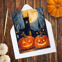 Cartão De Festividades Jack-O-Lantern Medo | Halloween Assustador Pintado