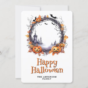 Cartão De Festividades Jack O’Lanternas Ghosts Bats Feliz Halloween