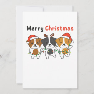 Cartão De Festividades Jack Russell Feliz Cachorro de Natal