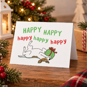 Cartão De Festividades Jack Russell Fofo Cachorro Feliz no Natal