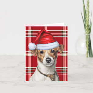 Cartão De Festividades Jack Russell Natal Cachorro Vermelho Xadrez Natal