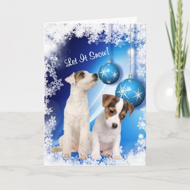 Cartão De Festividades Jack Russell Puppy Let It Snow - Customize It! #2 (Frente)