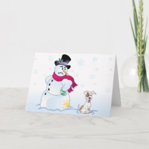 Cartão De Festividades Jack Russell Terrier and Snowman