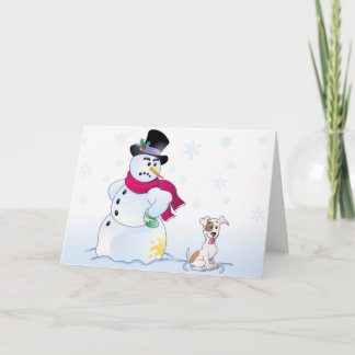 Cartão De Festividades Jack Russell Terrier and Snowman