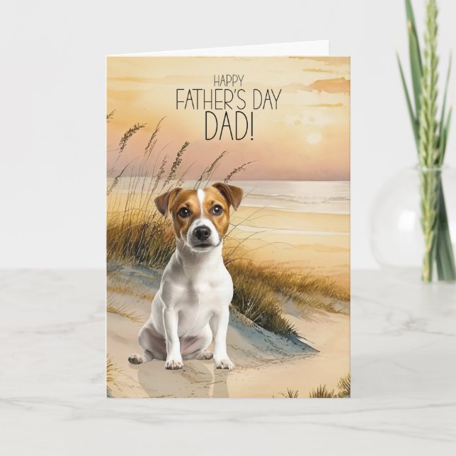 Cartão De Festividades Jack Russell Terrier Dog Sunset Beach Father's Day (Frente)