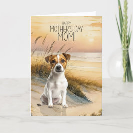 Cartão De Festividades Jack Russell Terrier Dog Sunset Beach Mother's Day