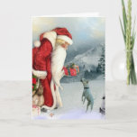 Cartão De Festividades Jack Russell Terrier &  Father Christmas<br><div class="desc">Flora,  a sweet little Jack Russell dog with Father Christmas in a snow scene.</div>