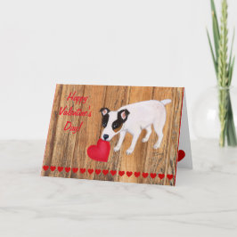 Cartão De Festividades Jack Russell Terrier Namorados com madeira