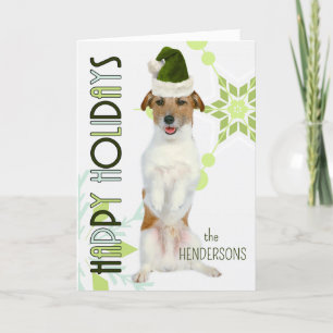 Cartão De Festividades Jack Russell Terrier Papais noeis Cachorro Verde N