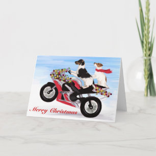 Cartão De Festividades Jack Russell Terriers riding a motorcycle