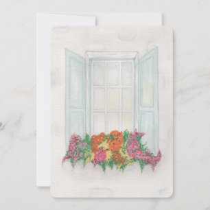Cartão De Festividades Janela com caixa de flores