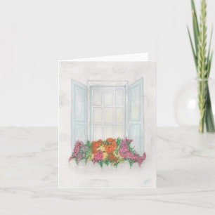 Cartão De Festividades Janela com Flores no Sangue