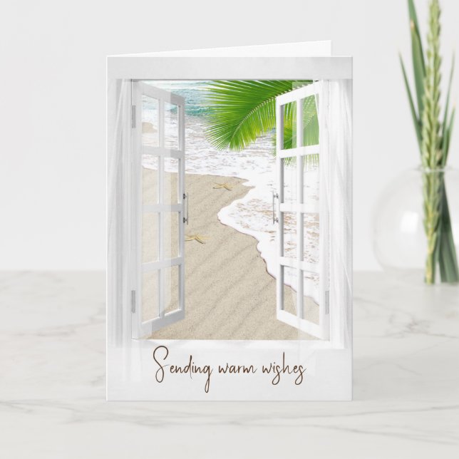 Cartão De Festividades Janela de Natal tropical com Starfish (Frente)