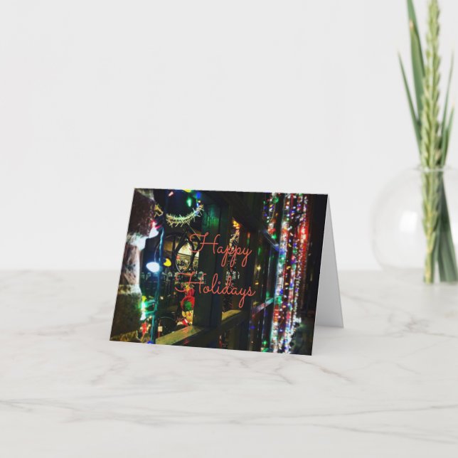 Cartão De Festividades Janela Loja de Natal (Frente)