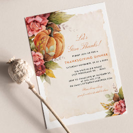 Cartão De Festividades Janta de Ação de Graças Floral Pumpkin