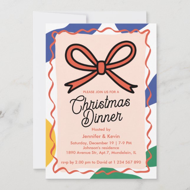 Cartão De Festividades Janto de Natal Moderno do Abstrato Vermelho (Frente)