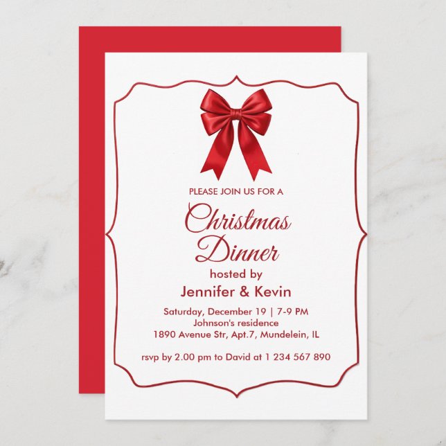 Cartão De Festividades Janto de Natal Tradicional do Red Arco (Frente/Verso)