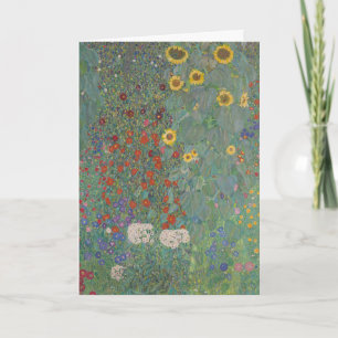Cartão De Festividades Jardim de Fazenda Vintage Klimt Girassóis Arte Flo