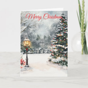 Cartão De Festividades Jardim de Natal aquarela