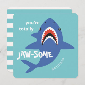 Cartão De Festividades Jaw-some shark classroom valentines day card
