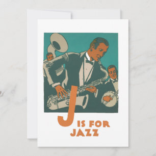 Cartão De Festividades Jazz Music Vintage Art Greeting Card