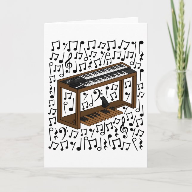 Cartão De Festividades Jazz Organ Musical Notes Organista (Frente)