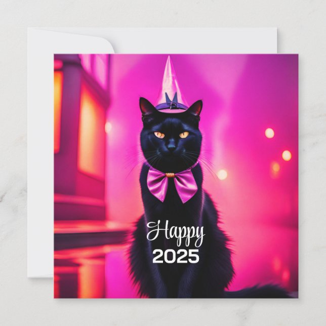 Cartão De Festividades Jazzy Kitty - Feliz 2024 (Frente)