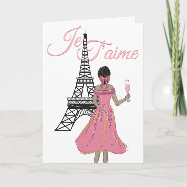 Cartão De Festividades Je T'aime I love You Eiffel Tower Valentine's Day (Frente)