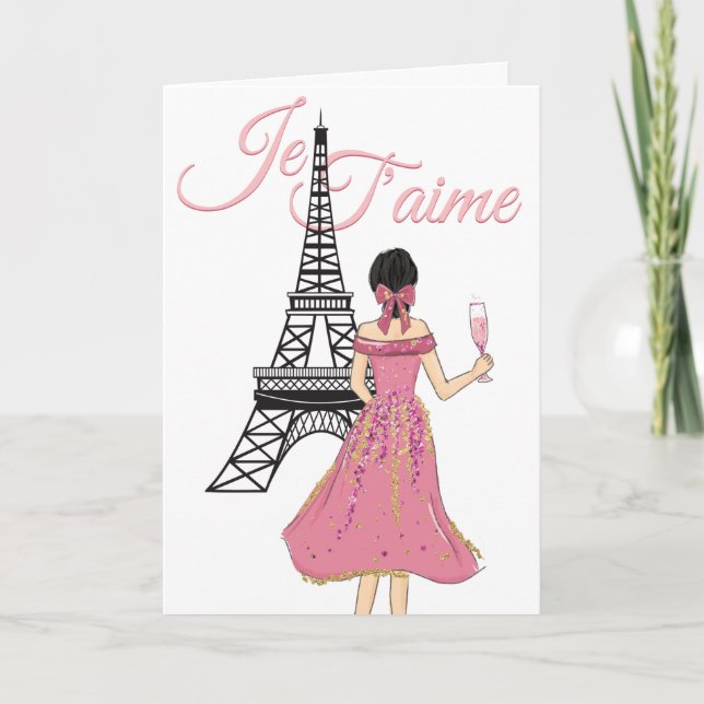 Cartão De Festividades Je T'aime I love You Eiffel Tower Valentine's Day (Frente)