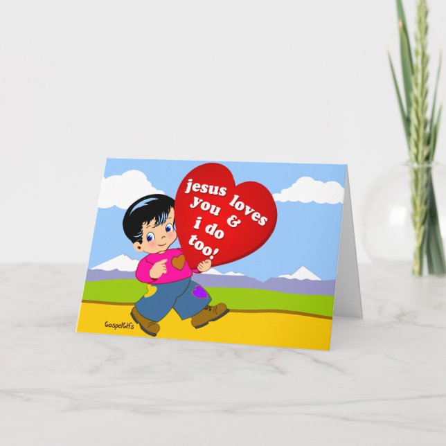 Cartão De Festividades Jesus ama você e eu também! (Frente)
