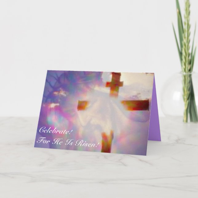 Cartão De Festividades Jesus and Glowing Cross Easter Card (Frente)