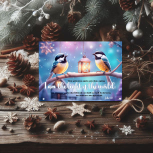 Cartão De Festividades Jesus Bíblia Verse Chickadees Natal cristão